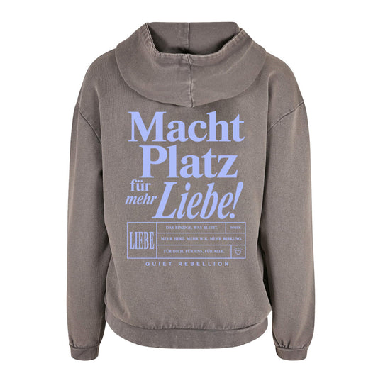 Macht Platz für mehr Liebe - Oversized Acid Wash Statement Hoodie (Backprint)