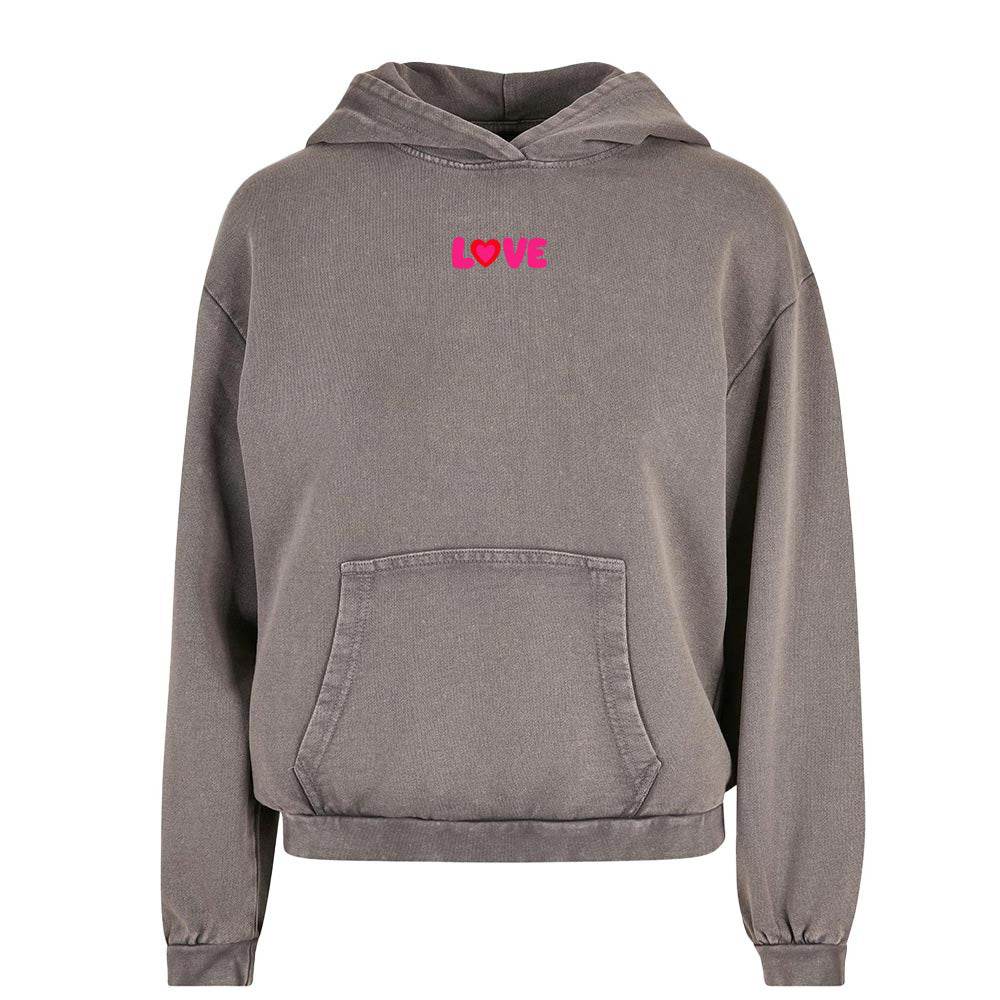 Make Love Loud - Acid Washed Statement Hoodie / Oversized Fit / Front-& Backprint