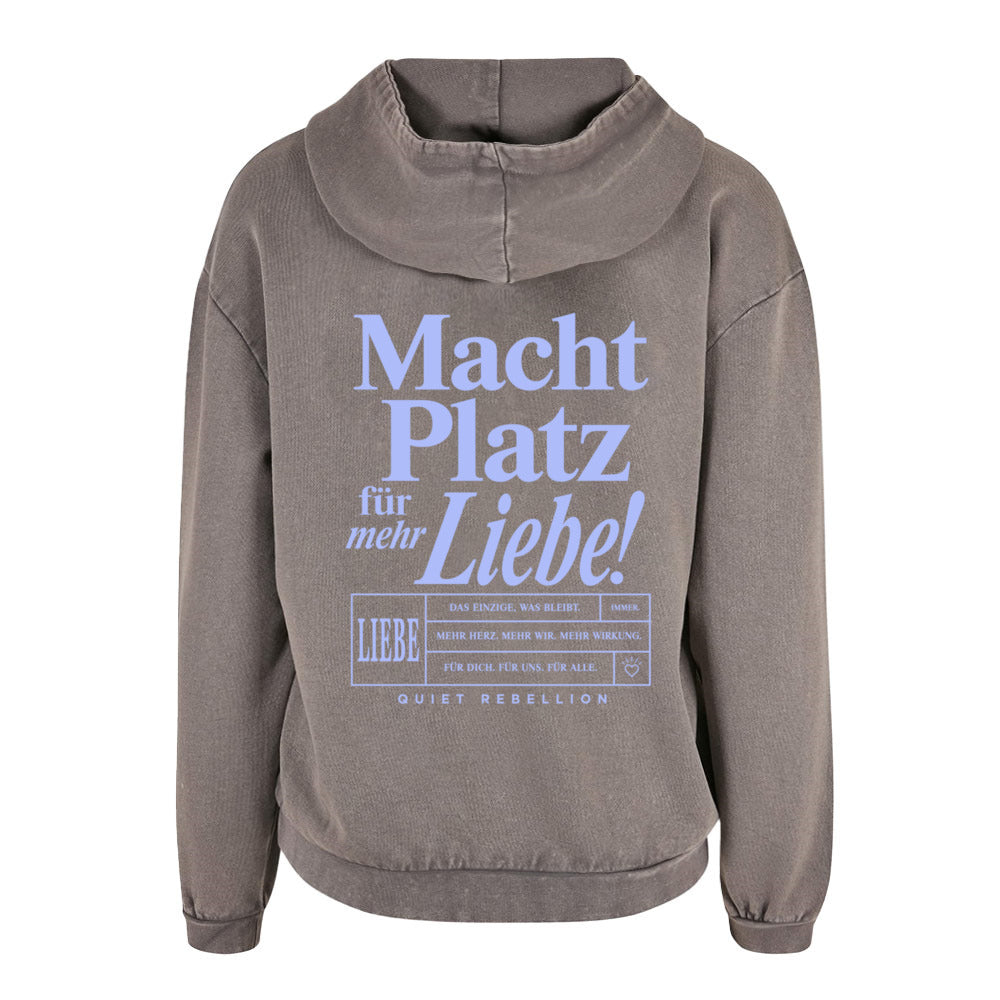 Macht Platz für mehr Liebe - Acid Wash Statement Hoodie / Oversized Fit / Backprint