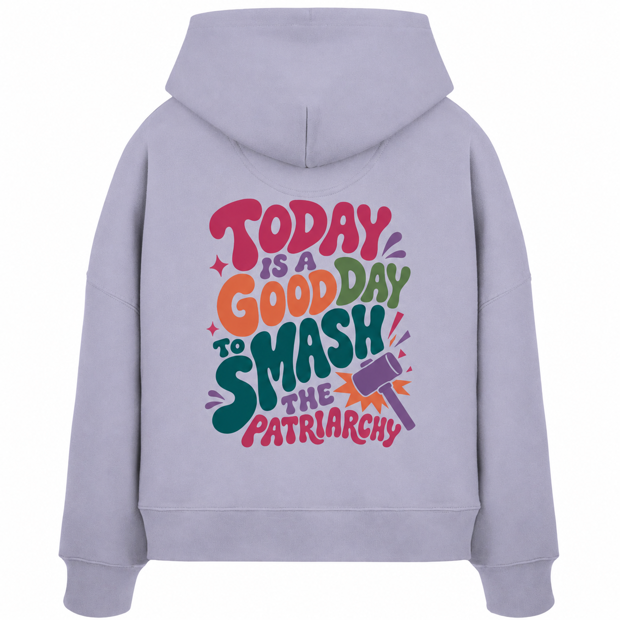 Good day to smash patriarchy - Organic Shortcut Oversized Hoodie (Backprint)