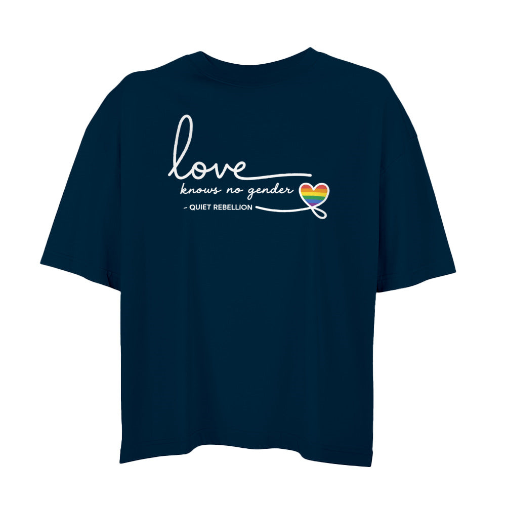 Love knows no gender - Oversized Shortcut Statement Shirt (Frontprint)