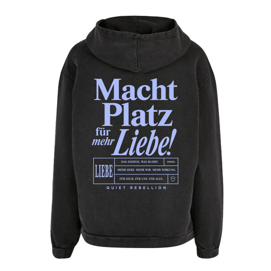Macht Platz für mehr Liebe - Oversized Acid Wash Statement Hoodie (Backprint)