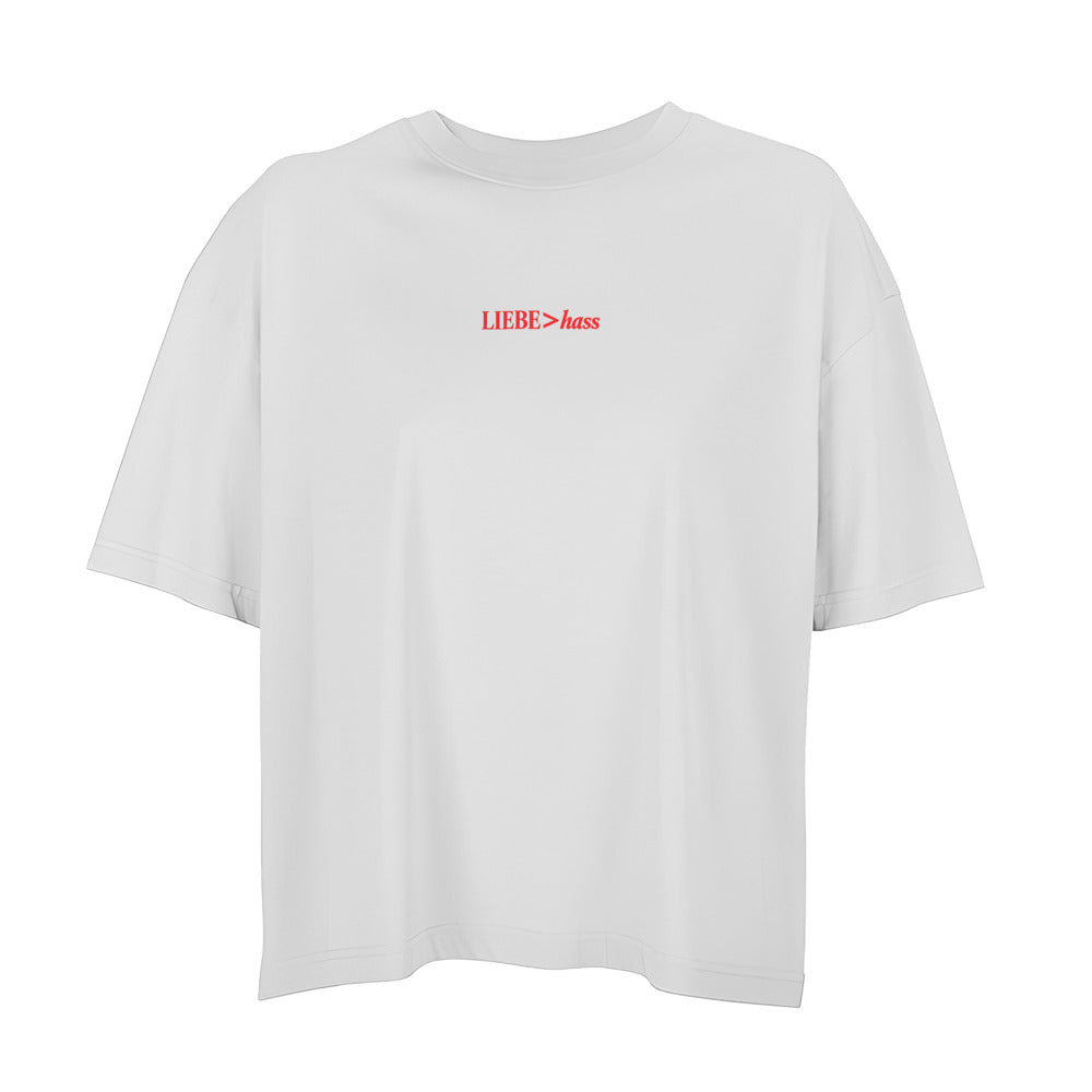 Macht Platz für mehr Liebe - Oversized Shortcut Statement Shirt (Front-& Backprint)