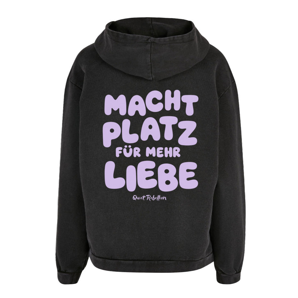 Macht Platz für mehr Liebe - Acid Washed Oversized Hoodie (Front- & Backprint)