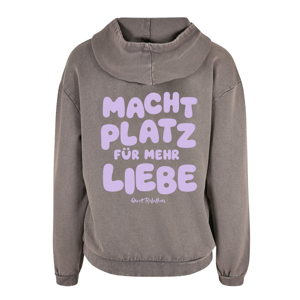 Macht Platz für mehr Liebe - Acid Washed Oversized Hoodie (Front- & Backprint)