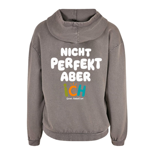 Nicht perfekt aber ICH - Acid Washed Statement Hoodie / Oversized Fit / Front-& Backprint