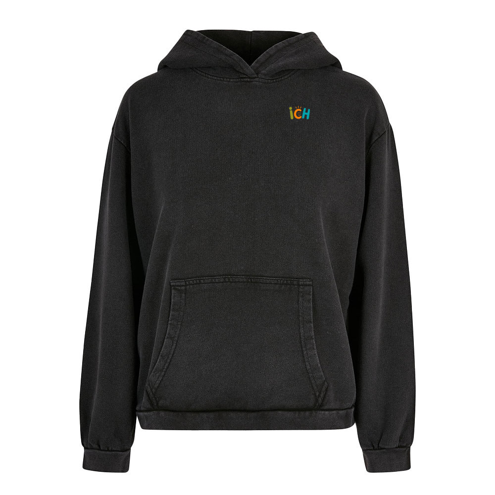 Nicht perfekt aber ICH - Acid Washed Statement Hoodie / Oversized Fit / Front-& Backprint