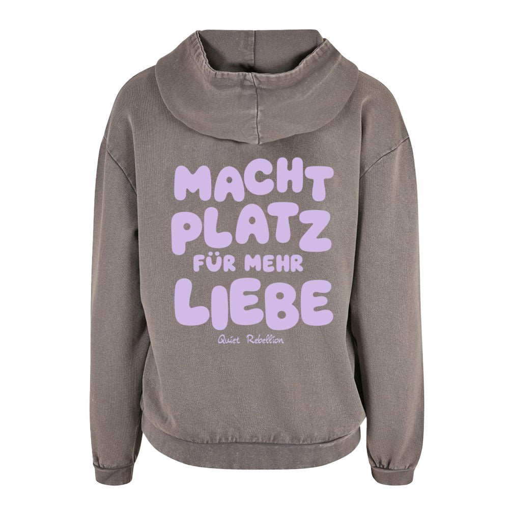 Macht Platz für mehr Liebe - Acid Washed Statement Hoodie / Oversized Fit / Front- & Backprint