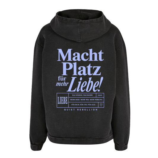 Macht Platz für mehr Liebe - Acid Wash Statement Hoodie / Oversized Fit / Backprint
