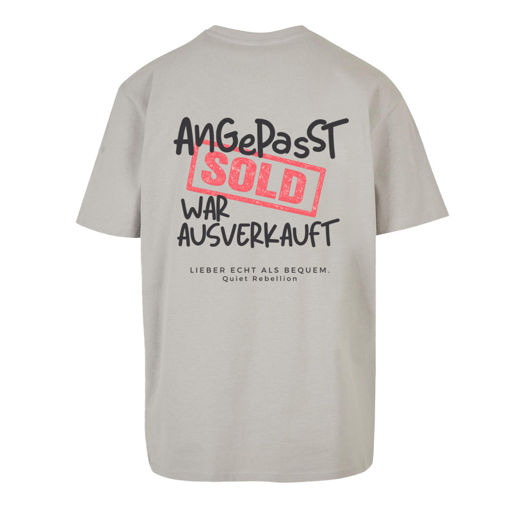    Graues Oversized Statement Shirt mit „Angepasst war ausverkauft“-Print
