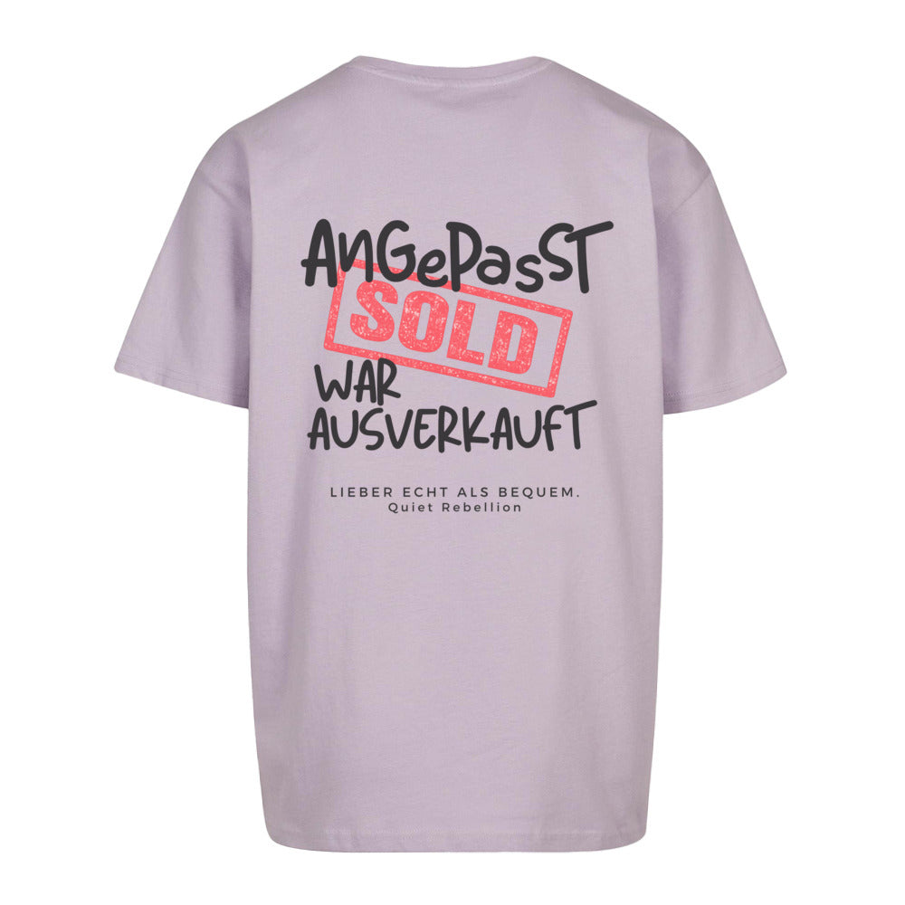    Lilafarbenes Oversized Statement Shirt mit „Angepasst war ausverkauft“-Print