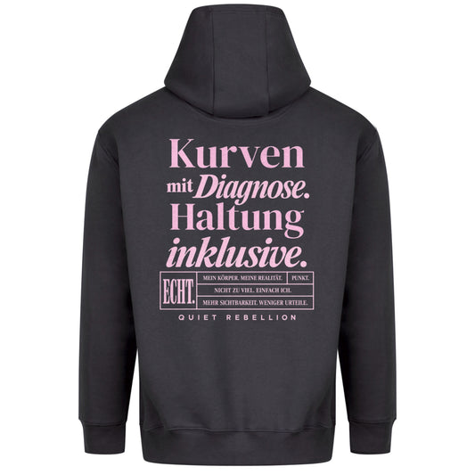 Kurven mit Diagnose. Haltung inklusive. - Relaxed Fit Statement Hoodie