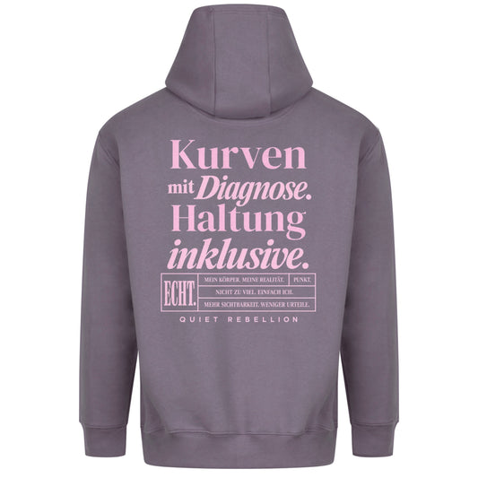 Kurven mit Diagnose. Haltung inklusive. - Relaxed Fit Statement Hoodie