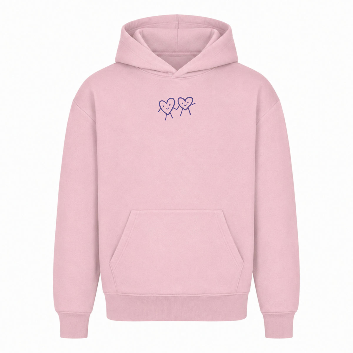     Rosa Statement Hoodie von vorn mit kleinem Brustmotiv