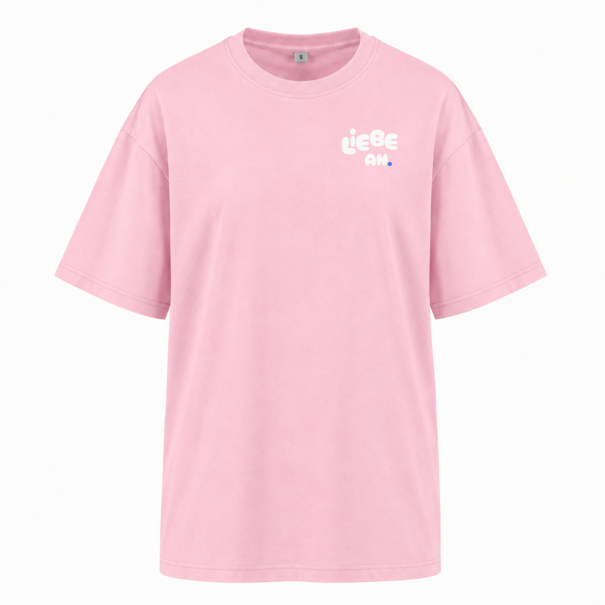 Rosa Oversized Statement Shirt von vorn mit kleinem Brustmotiv