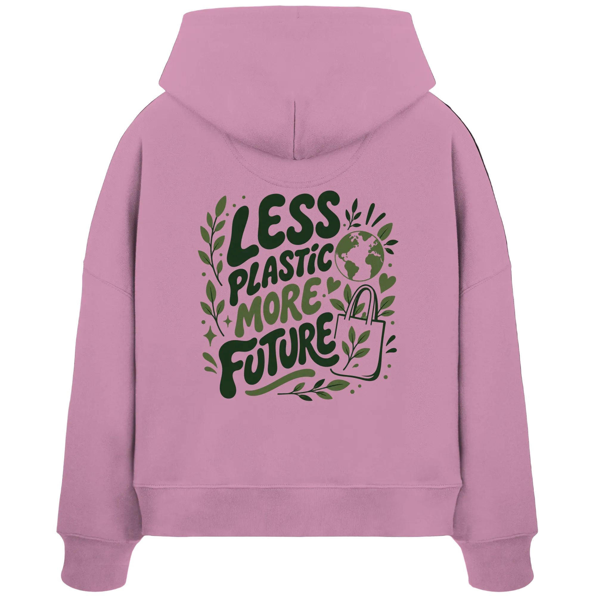 Less Plastic More Future - Organic Boxcut Hoodie - Womens Organic Boxcut Hoodie