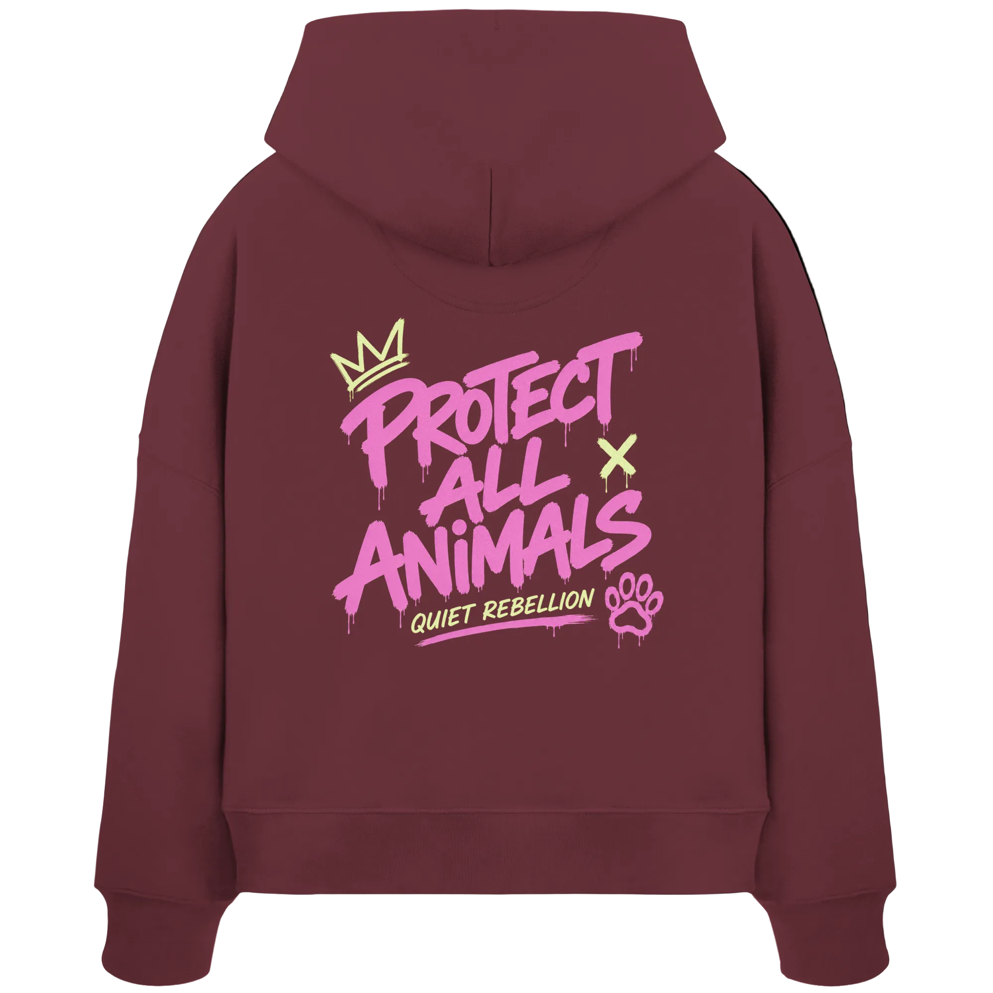 Protect All Animals - Organic Boxcut Statement Hoodie  - Womens Organic Boxcut Hoodie