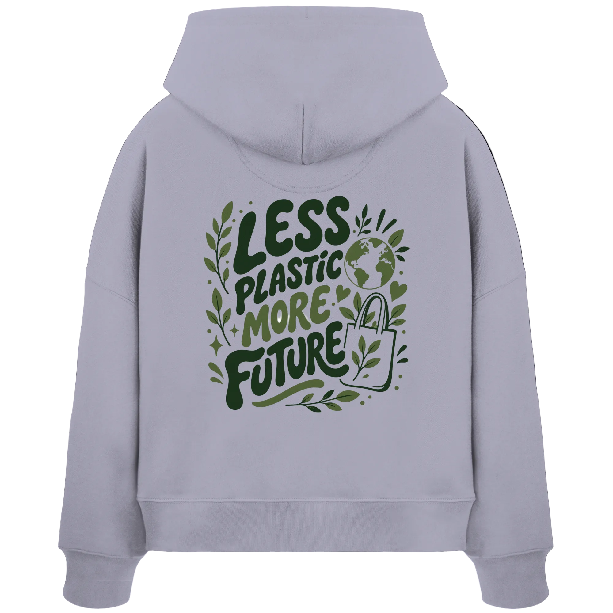 Less Plastic More Future - Organic Boxcut Hoodie - Womens Organic Boxcut Hoodie