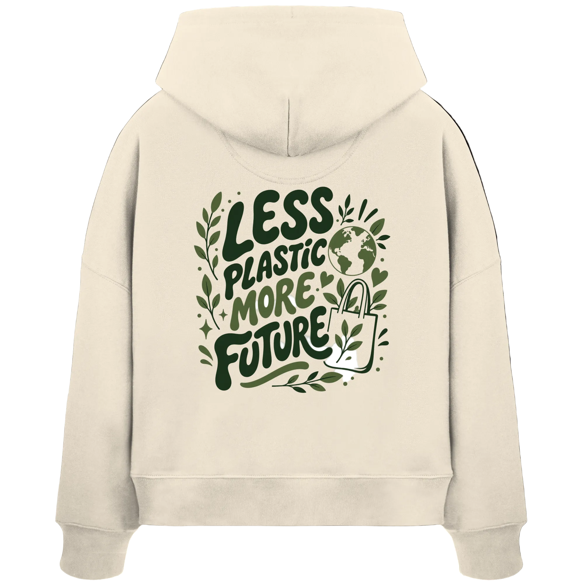 Less Plastic More Future - Organic Boxcut Hoodie - Womens Organic Boxcut Hoodie